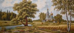 картина, гобелен, церковь, храм, Дорога к храму
