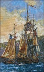 гобелен, парусник, море