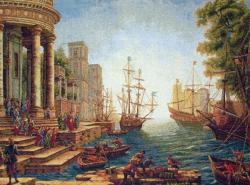 море, парусник, урсула, отплытие, картина, гобелен