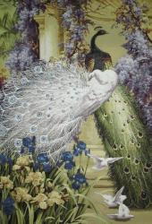 картина, гобелен, животные, птицы, павлины, Павлиний дуэт