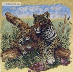 картина, гобелен, ждивотные, птицы, Леопарды