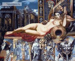 картина, гобелен, девушка, Аллегория искусств