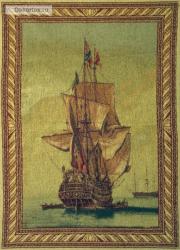 гобелен, парусник, море, картина