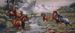 картина, гобелен, животные, птицы, лошади, Вольный ветер